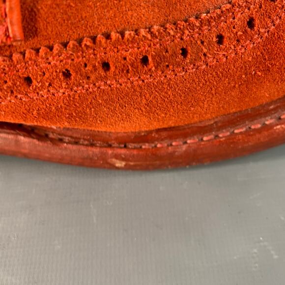 FLORSHEIM by DUCKIE BROWN Size 10 Orange Perforated Suede Wingtip Ankle Boots main image 6
